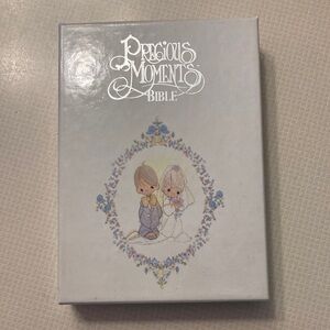 Precious Moments White Bible with Blue and Yellow Accents